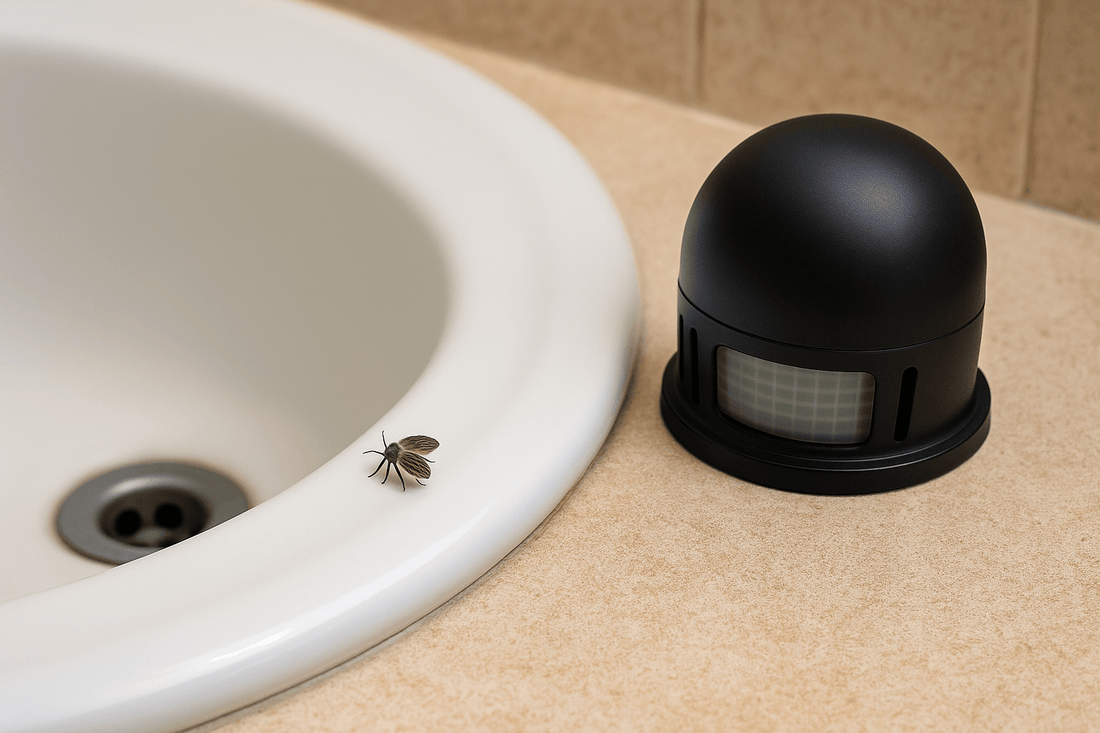 a drain fly near the washing basin