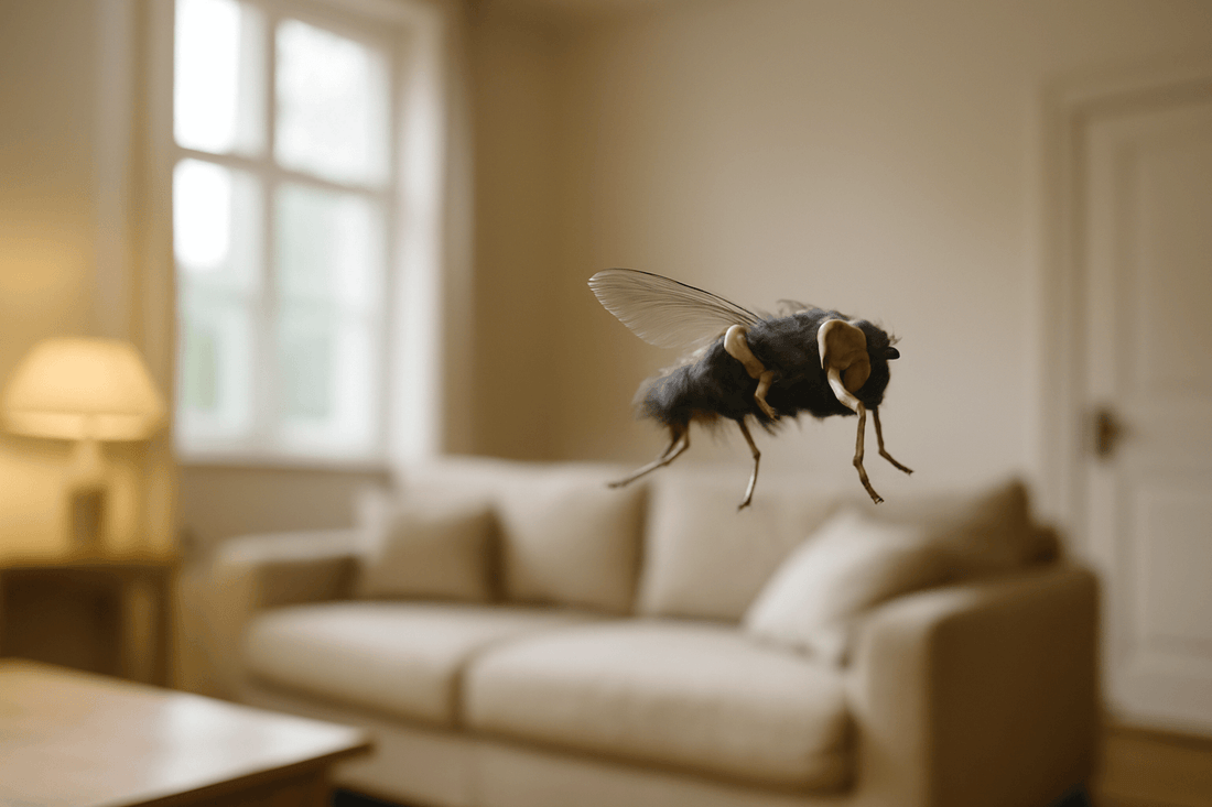 a fly is flying in the house