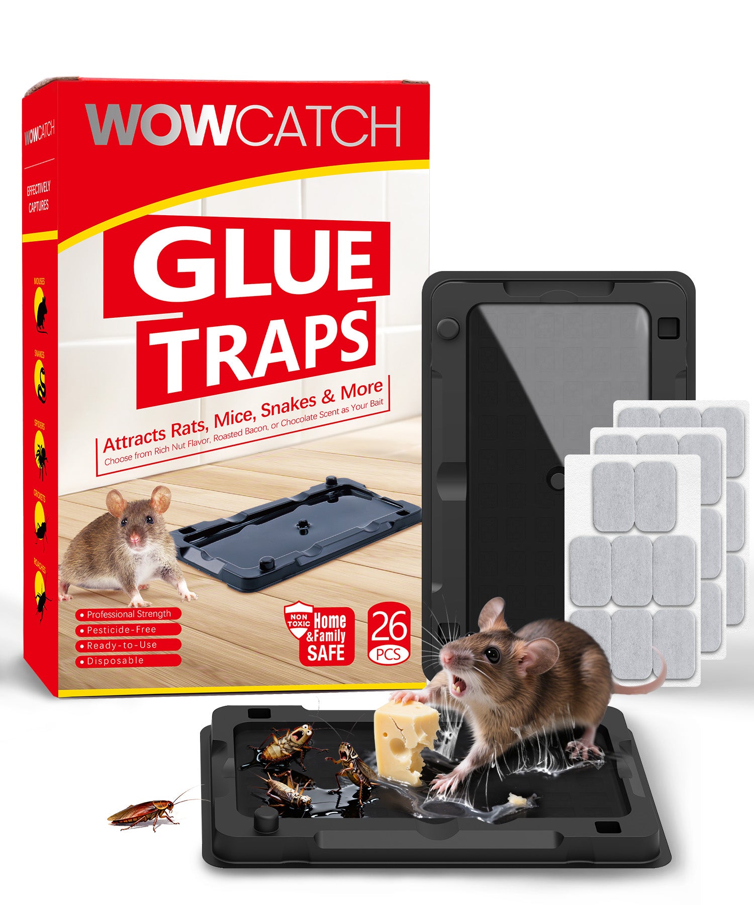 WowCatch Super Strong Mouse Glue Traps - Effective Rodent Control