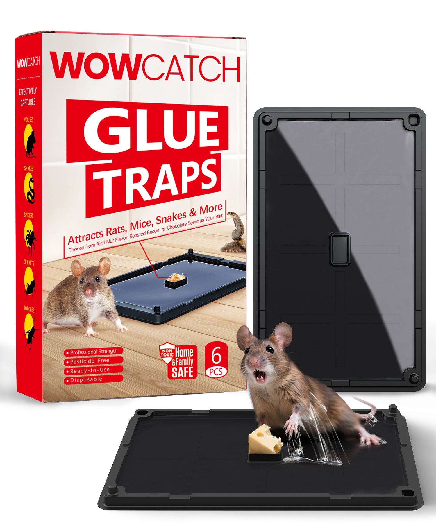WowCatch Super Strong Mouse Glue Traps - Effective Rodent Control