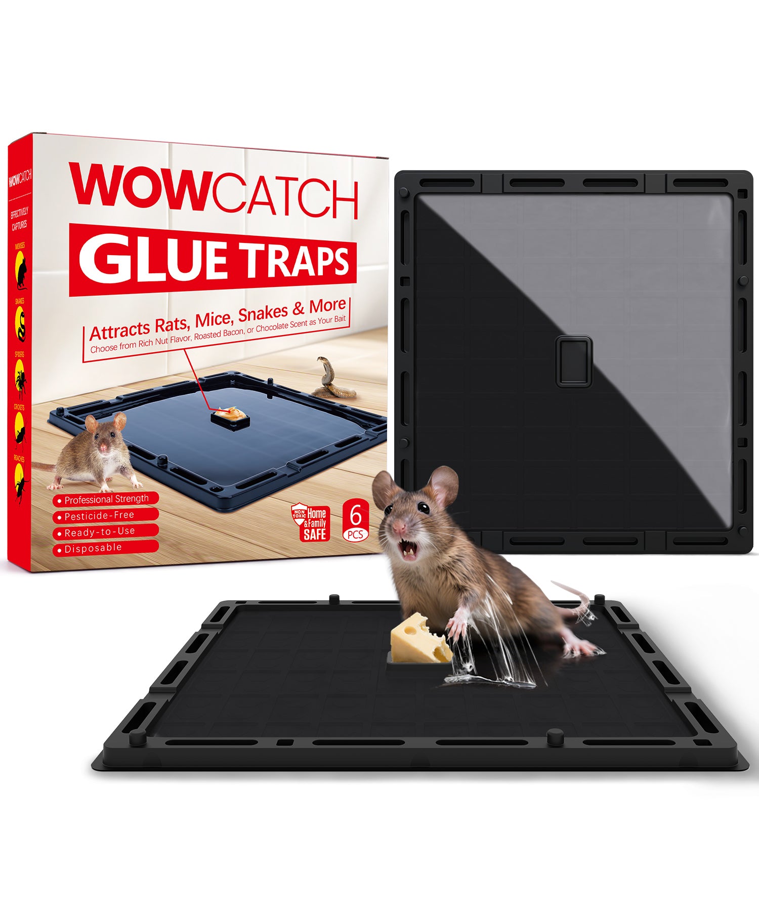 WowCatch Super Strong Mouse Glue Traps - Effective Rodent Control