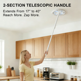 Rotating Head Electric Fly Swatter for Indoors with 16–40" Telescopic Handle, 4000V 2-in-1 UV USB Rechargeable Bug Zapper Indoor Outdoor, Fly Mosquito Zapper Killer Catcher Trap for Ceilings and Walls