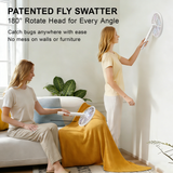 Rotating Head Electric Fly Swatter for Indoors with 16–40" Telescopic Handle, 4000V 2-in-1 UV USB Rechargeable Bug Zapper Indoor Outdoor, Fly Mosquito Zapper Killer Catcher Trap for Ceilings and Walls