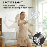 Rotating Head Electric Fly Swatter for Indoors with 16–40" Telescopic Handle, 4000V 2-in-1 UV USB Rechargeable Bug Zapper Indoor Outdoor, Fly Mosquito Zapper Killer Catcher Trap for Ceilings and Walls