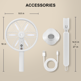 Rotating Head Electric Fly Swatter for Indoors with 16–40" Telescopic Handle, 4000V 2-in-1 UV USB Rechargeable Bug Zapper Indoor Outdoor, Fly Mosquito Zapper Killer Catcher Trap for Ceilings and Walls