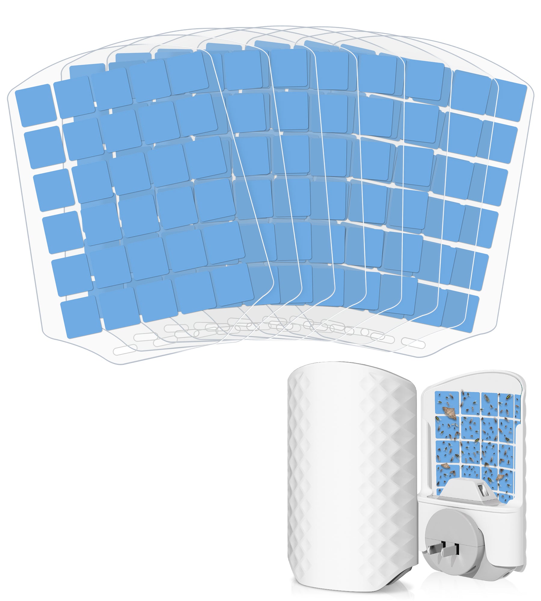 Indoor Flying Insect Trap - Bug Killer for Fruit Flies, Gnats, Moths & Houseflies, 1 Device + 4 Refills